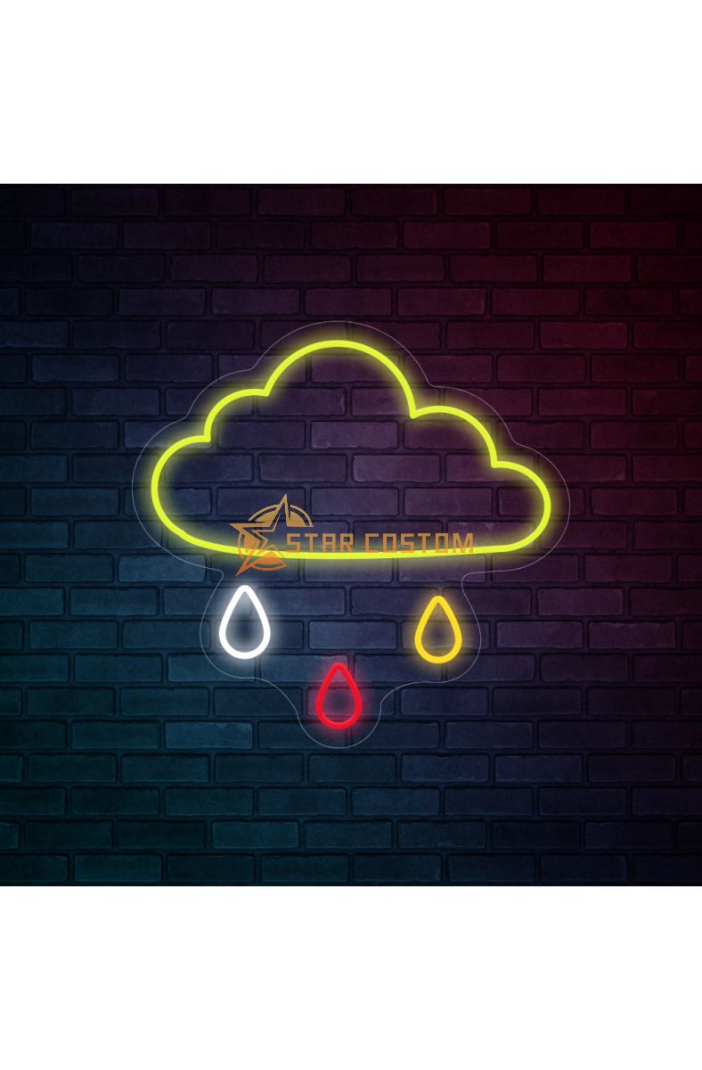 Cloudy and Rainy Neon Sign
