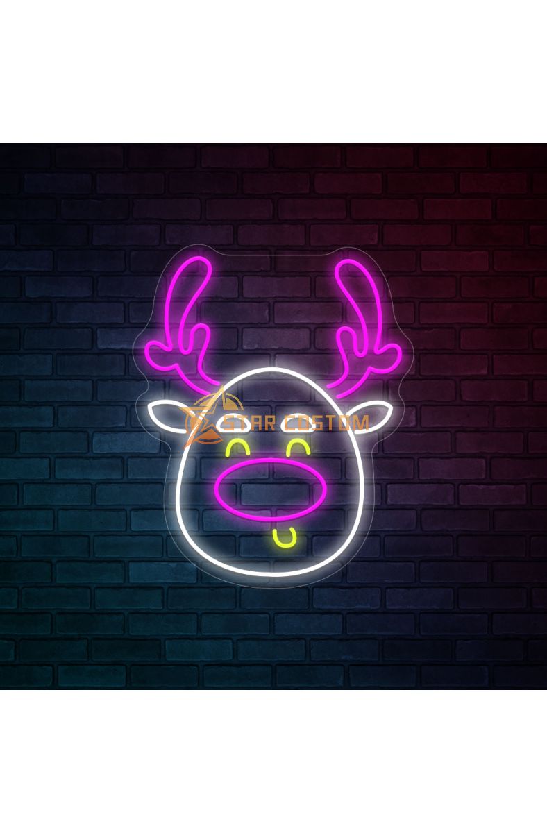 Christmas Deer Head Cute Elk LED Neon Sign