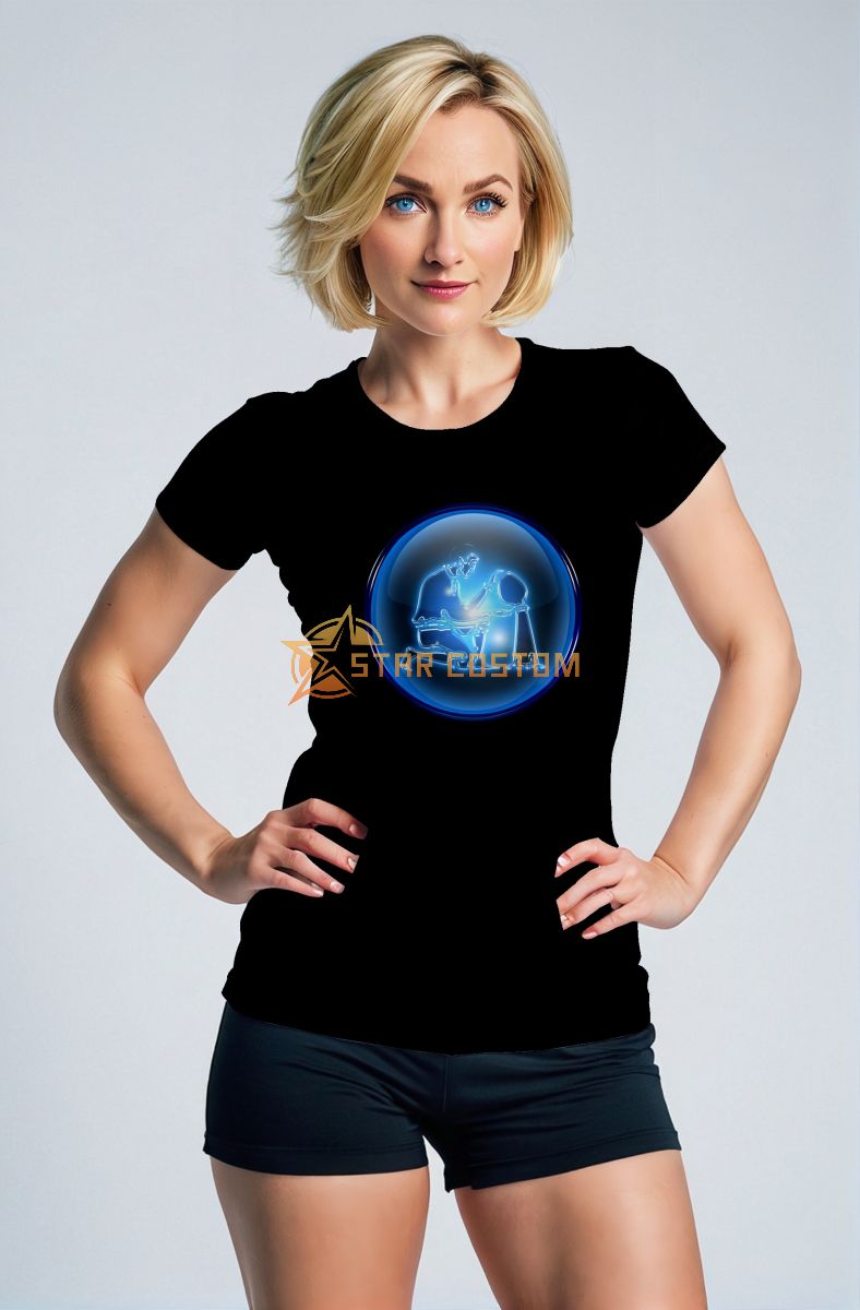 Hephaestus Guardian Aquarius Unisex Black T-shirts with Glowing Orb Design