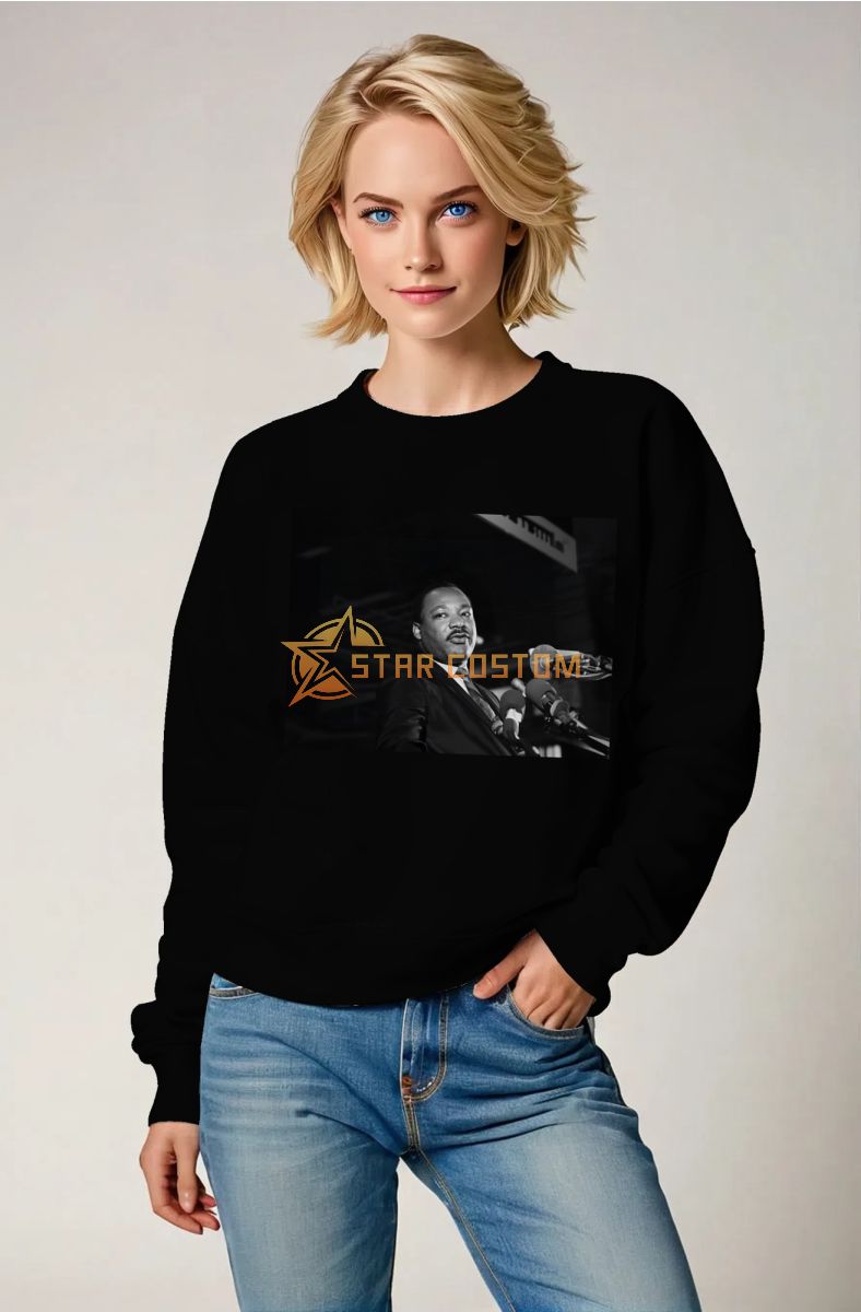 Black Martin Luther King Graphic Comfortable Crewneck Sweatshirt