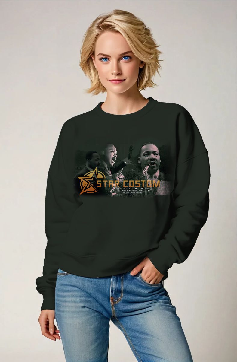 Black Fashion Martin Luther King Graphic Avant-Garde Comfort Crewneck Sweatshirt