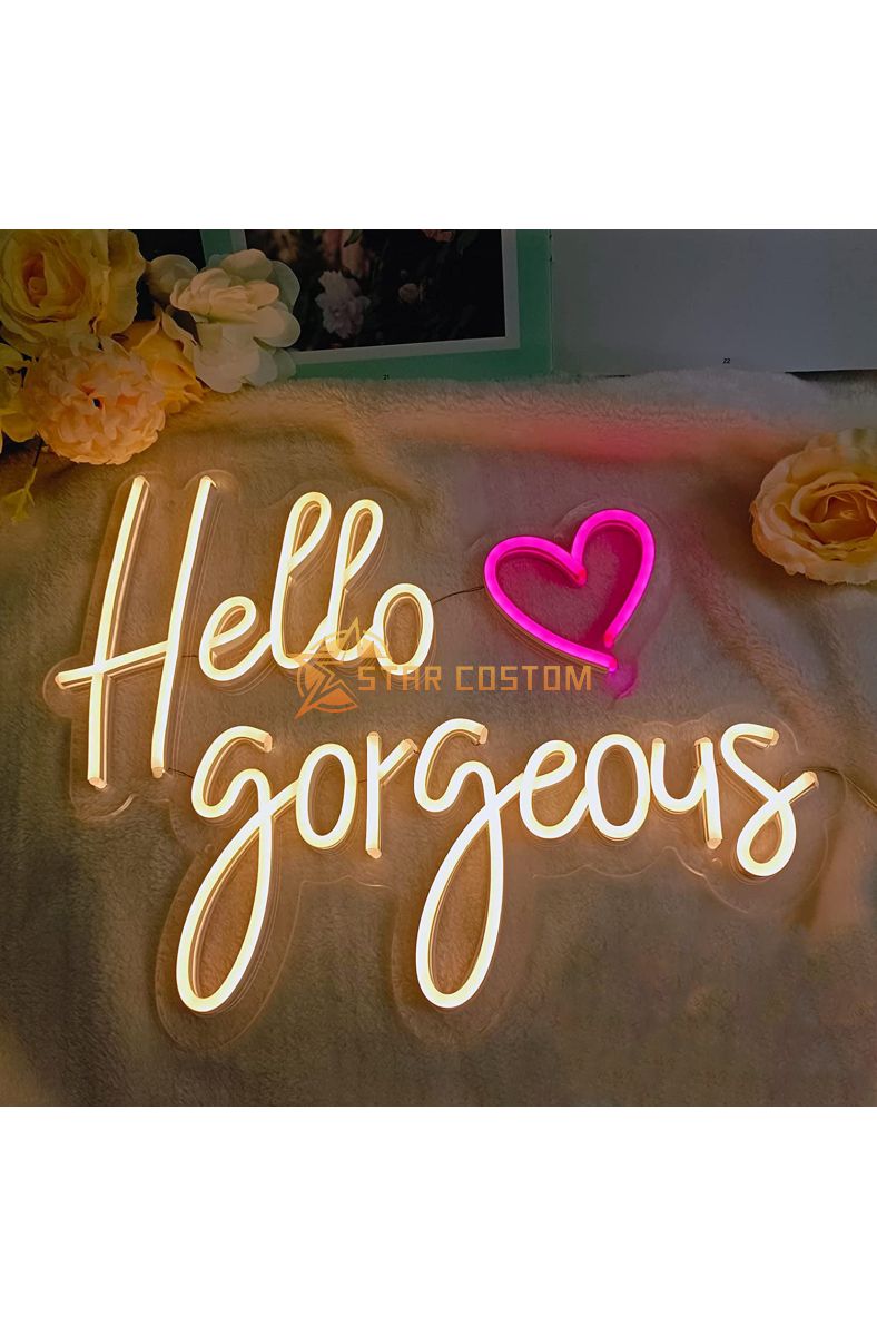 Hello Gorgeous Neon Light Inspirational Decor