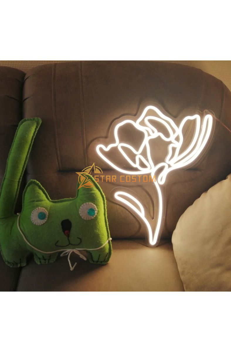 Flower Coffee Neon Light Cozy Cafe Decor