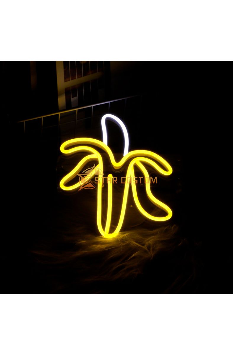 Brighten Your Space: Lovely Banana LED Neon Sign for Bars, Weddings, and Home Decor.