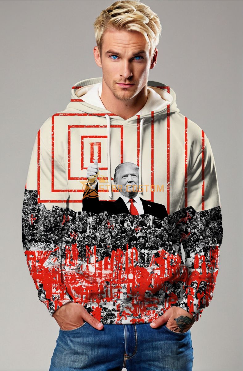 Red Presidential Trump Hoodie With Graphic Print